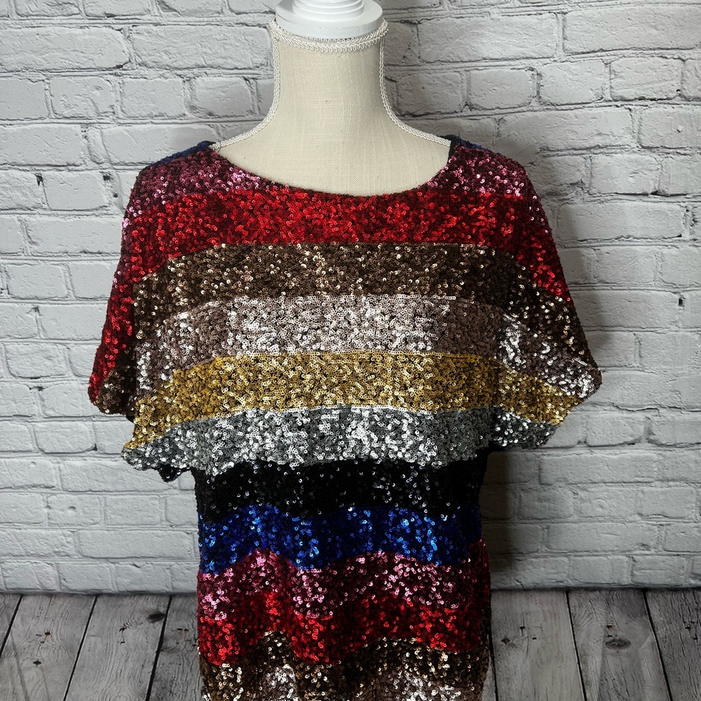 Gap Color Block Sequin Top Size S/M - image 6